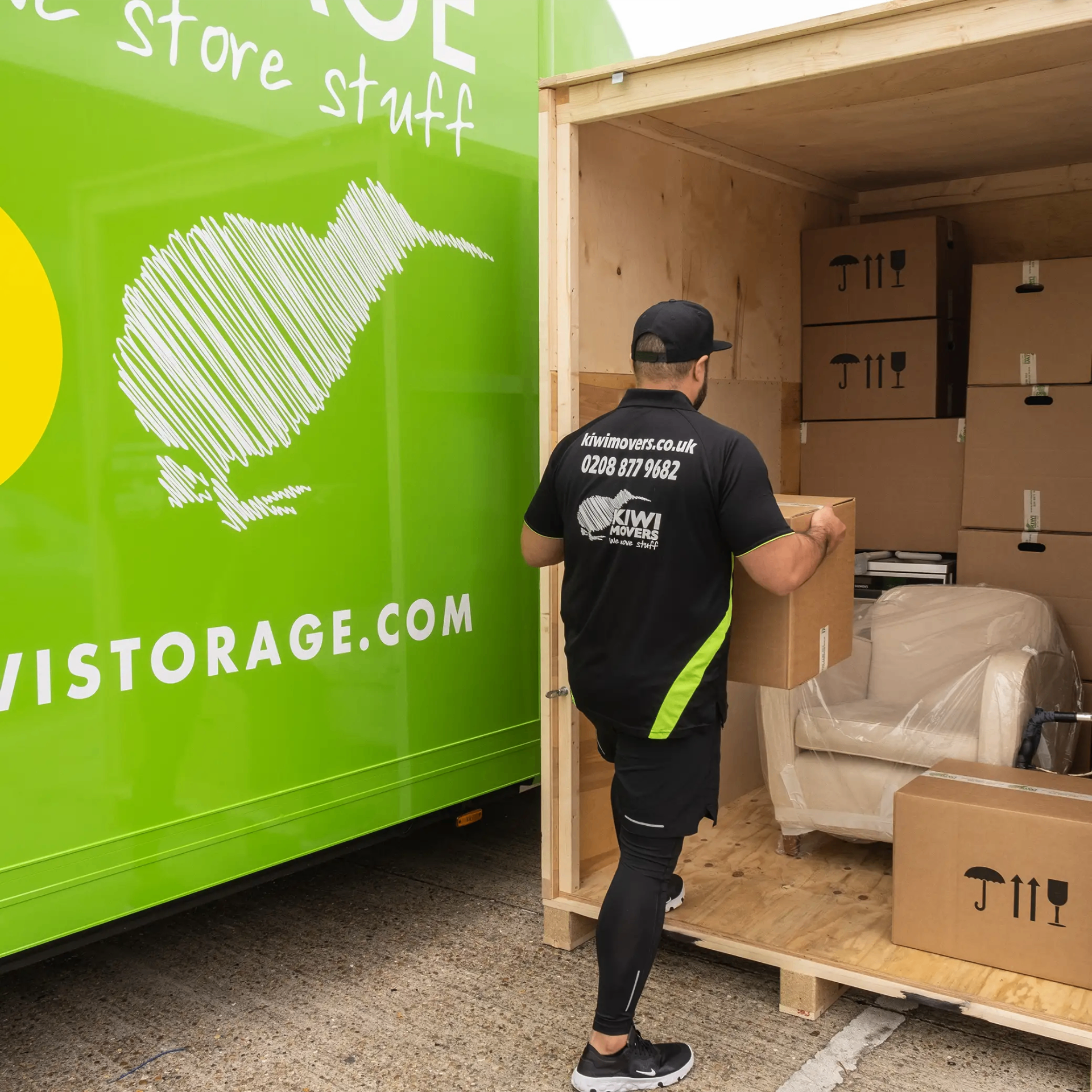 Secure storage unit being loaded into a Kiwi Storage truck